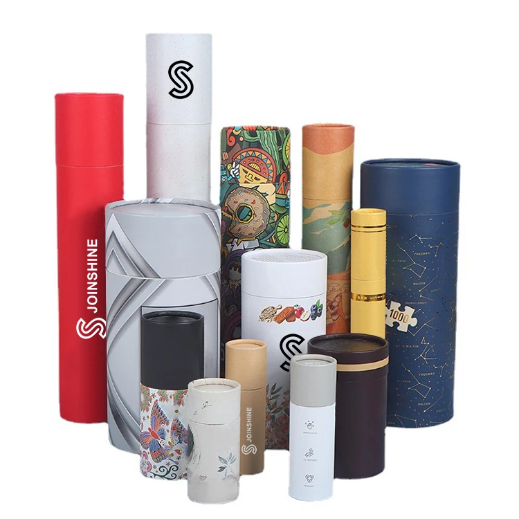 Kraft Paper Squeeze Cardboard Cylinder Tube Carton Round Paper Gift Box Packaging Box Wholesale Customize