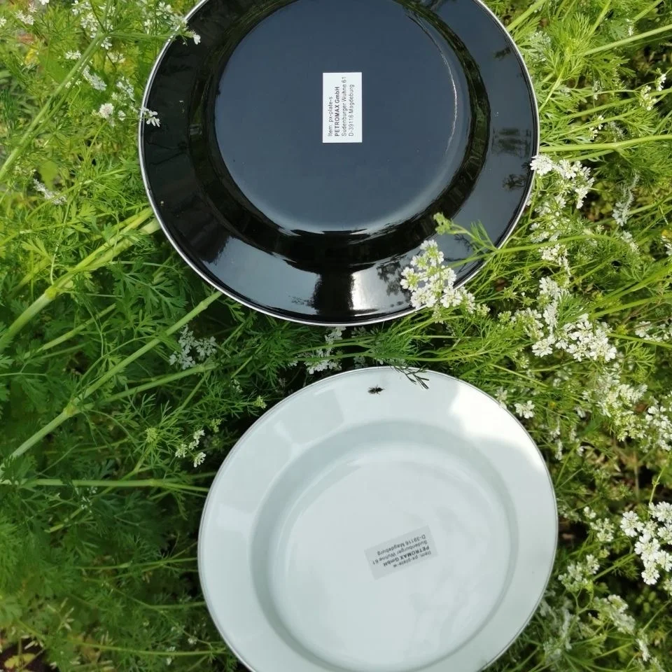 22/24cm Enamel Salad Pie Pizza Breakfast Camping Picnic Plate Dish Tray Pan Enamel Butter Bread Fruit Marble Speckled Petromax