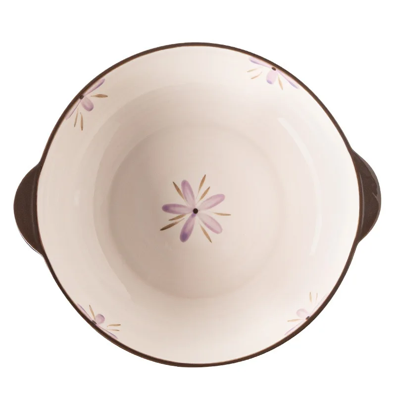 Purple Tableware Household Good-looking Ceramic Noddle Large Capacity Binaural Soup Bowl Boiled Fish with Pickled Cabbage