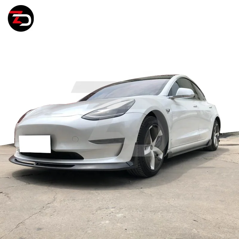Good-Looking Carbon Fiber Front Chin Rear Diffuser rear wing Side Skirt Lips Body Kit For Model 3 Change To RT Style