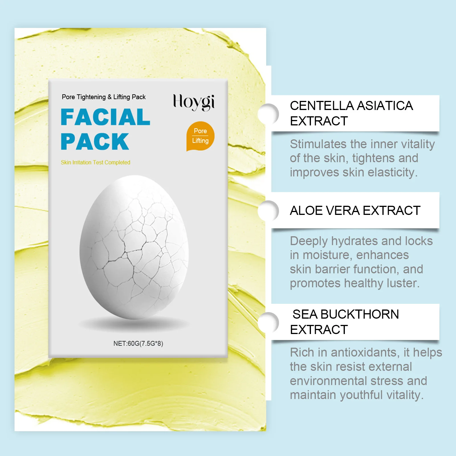 Best selling HOYGI moisturizing repair mild cleaning firm and soothing skin full face care apply facial mask