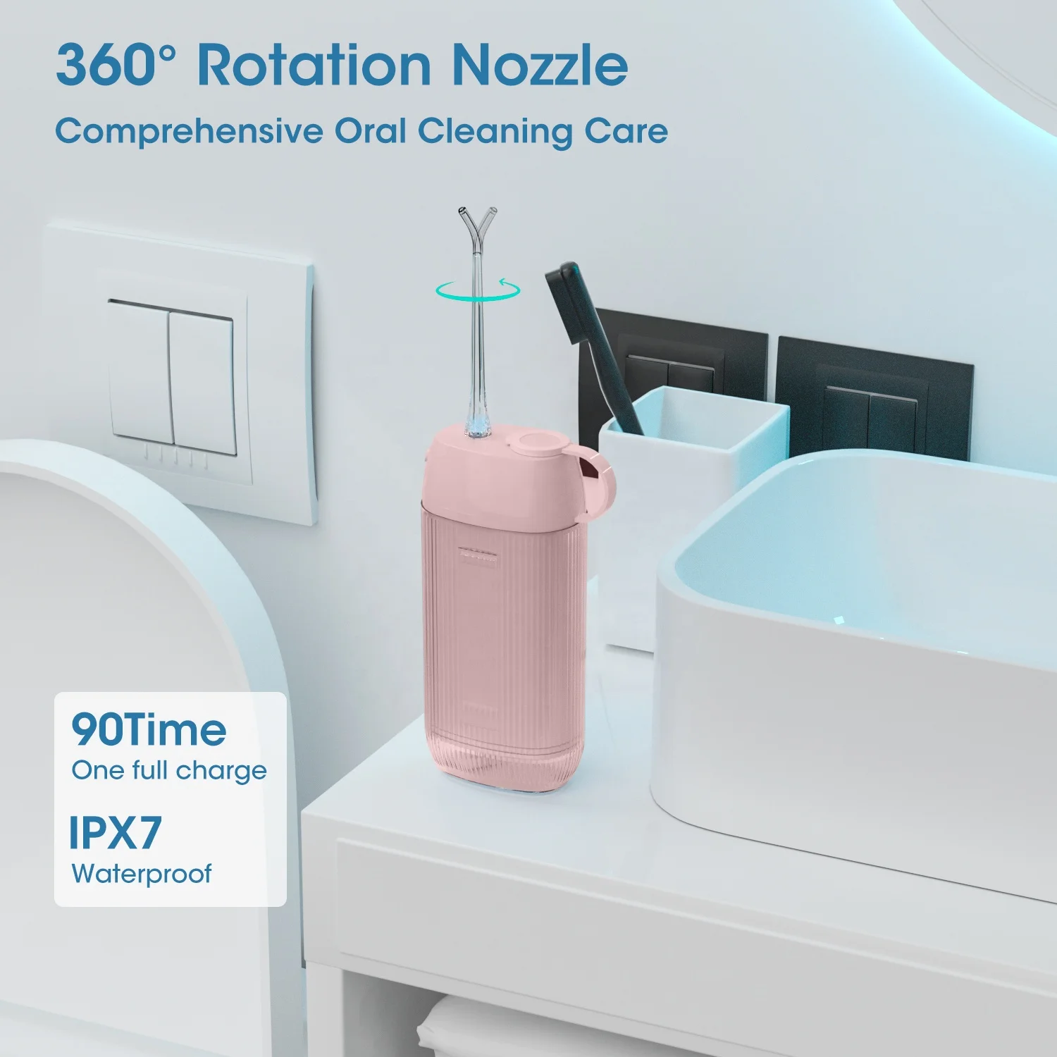 OEM/ODM New Portable Water Flosser Cordless Dental Teeth Oral Irrigator 200ML IPX7 Water Pick