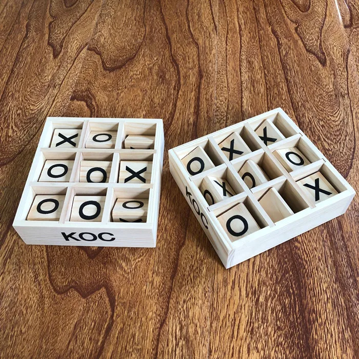
New Tic-Tac-Toe Wood Game Set Classic Wooden Board Game for Kids Mini Travel Set 