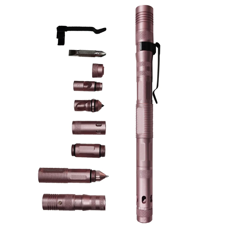 Tactical Pen for Self-Defense Rechargeable Waterproof LED Flashlight Window Breaker Ballpoint Pen Multitool for man gifts