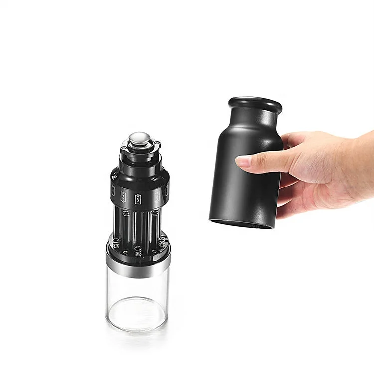 Food Grade Kitchen Tools Adjustable Coarseness Electric Automatic Spice Grinder Bottle with Led Light