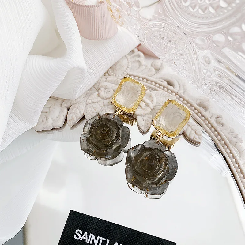 2024 Vintage Style Dainty Prism Pop Bright Gem Spectrum Splash Dazzle Flowers Shape Earrings Multiple Colors Accessory Drops