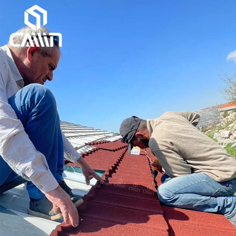 High Quality Alu-Zn Stone Metal Coating Roof Tiles and Colored Metal Stone Chips Roof Tiles 0.2mm-0.58mm Steel Thickness
