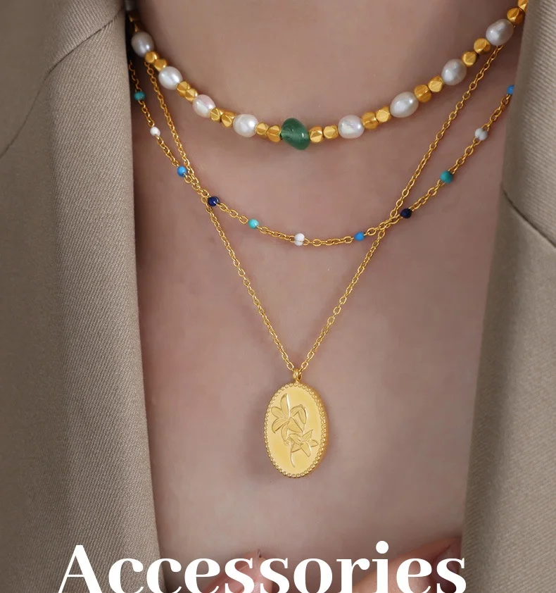 Oval Carved Flower Pendant Necklace Custom Birth flower Name Jewelry Stainless Steel Engraved Rose Lily Flower Necklace