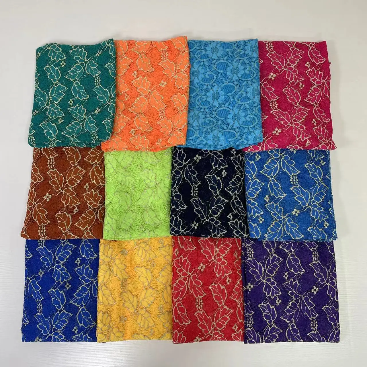 MS-2156 2024 new arrival 100% Cotton Hijab Dubai African Headscarf Prayer Shawls  Embroidery  lace Scarfs Ramadan Party Outfits