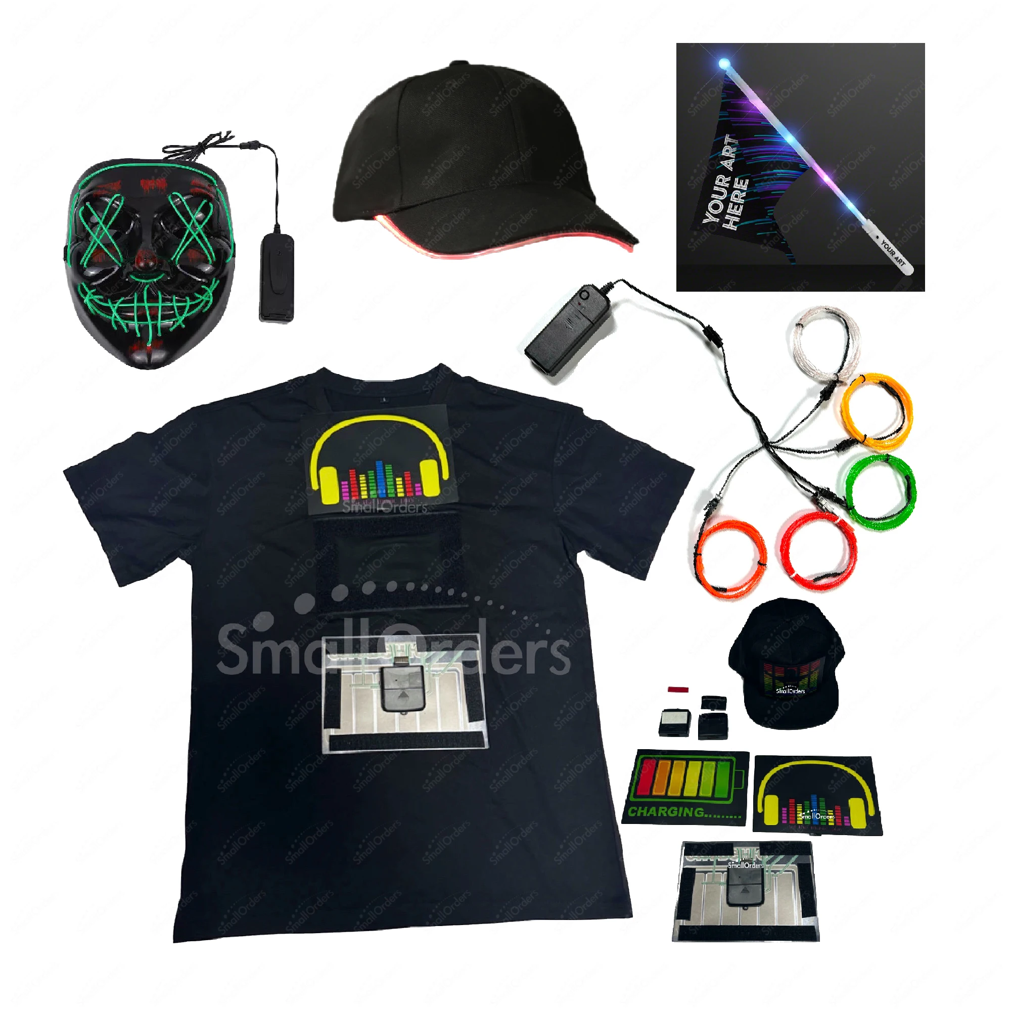 Custom Logo LED Light-Up Event Decorations for Halloween other festival Promotional Party supplies Novelty Gifts t shirts Masks