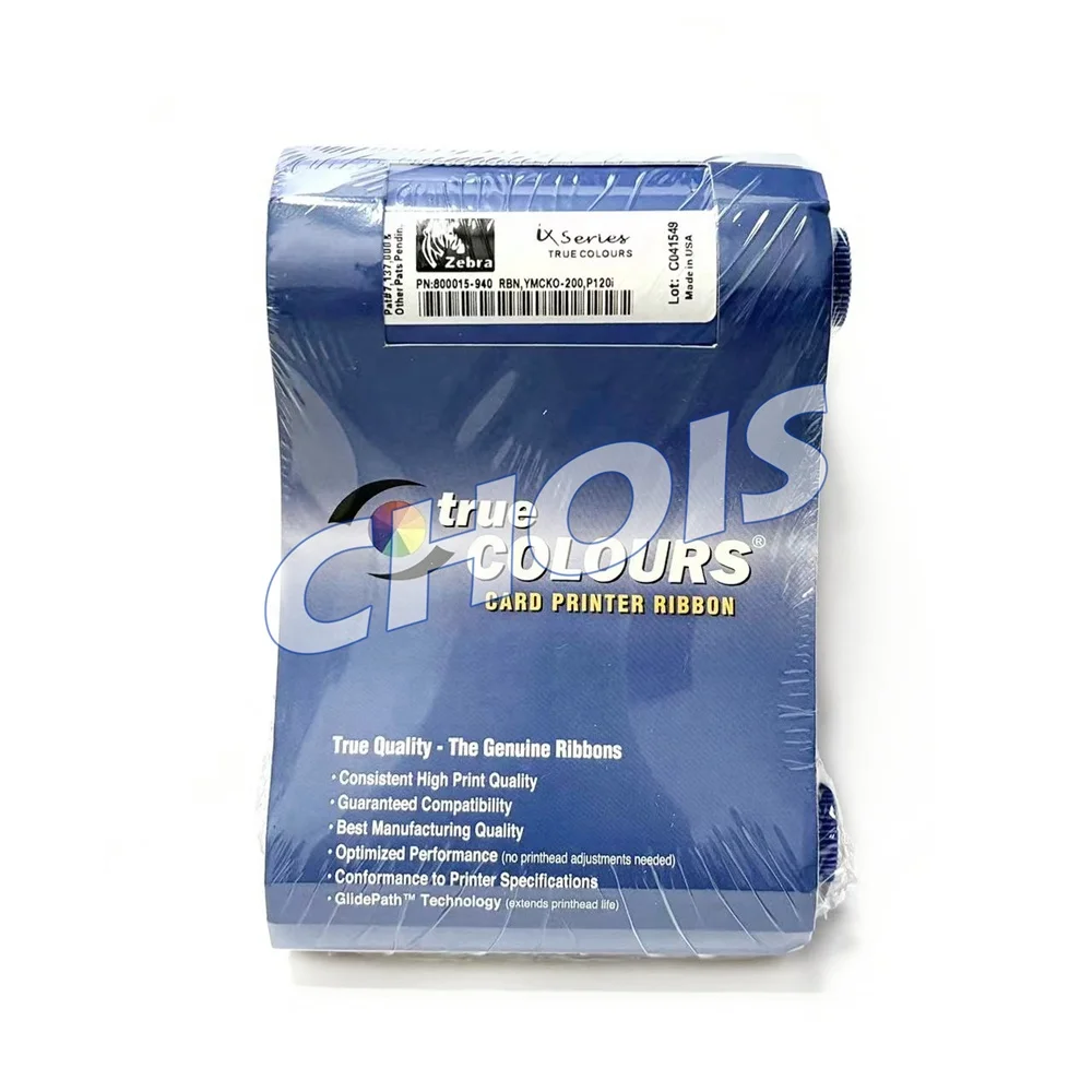 Original Zebra 800015-940 YMCKO Ribbon For P100i, P110i, and P120i Card Printer