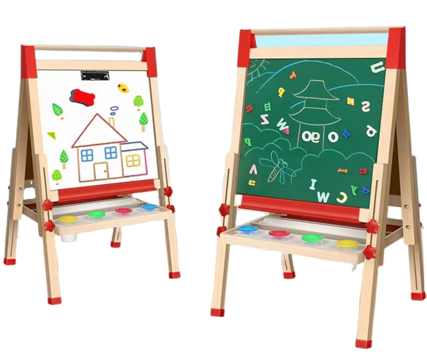 Двусторонний альбом для рисования, деревянная магнитная доска для детей, игрушка в подарок на Рождество, для рисования с двух сторон