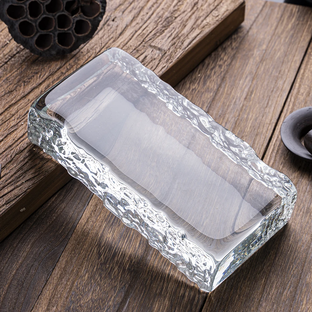 Ice surface crystal glass block wholesale transparent