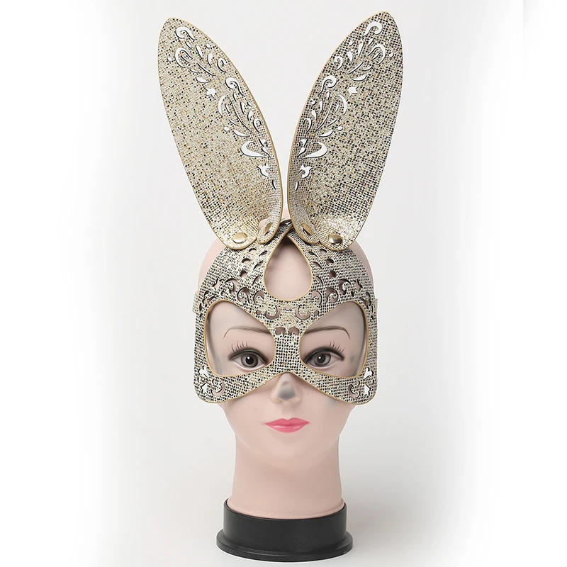 Leather Face Mask for Party Masquerade Men and Women Decorative Halloween Rave Party PU Chain Eye Mask