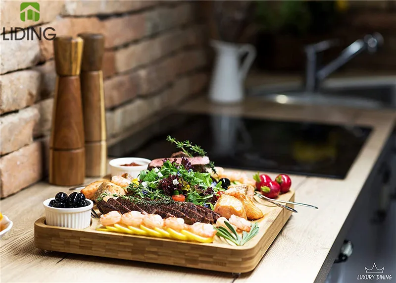 Bamboo Cheese Board and Knife Set Wooden Platter Tray Charcuterie Cheese Plate