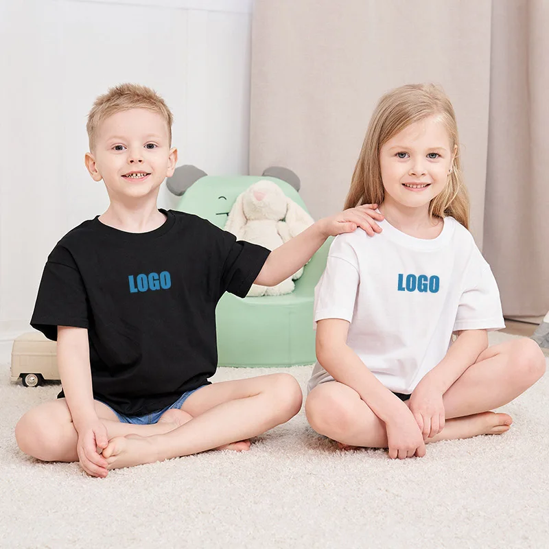 Multiple colour children tee shirt custom print o-neck 2 4 6 8 10 12 14 years old new design for 2024 little boy girl clothes