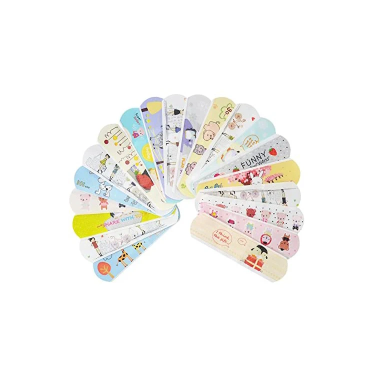 BLUENJOY Band Aid Custom Printing Kids Cartoon Plasters Adhesive Elastic Band Aid in Paper Card Sleeve