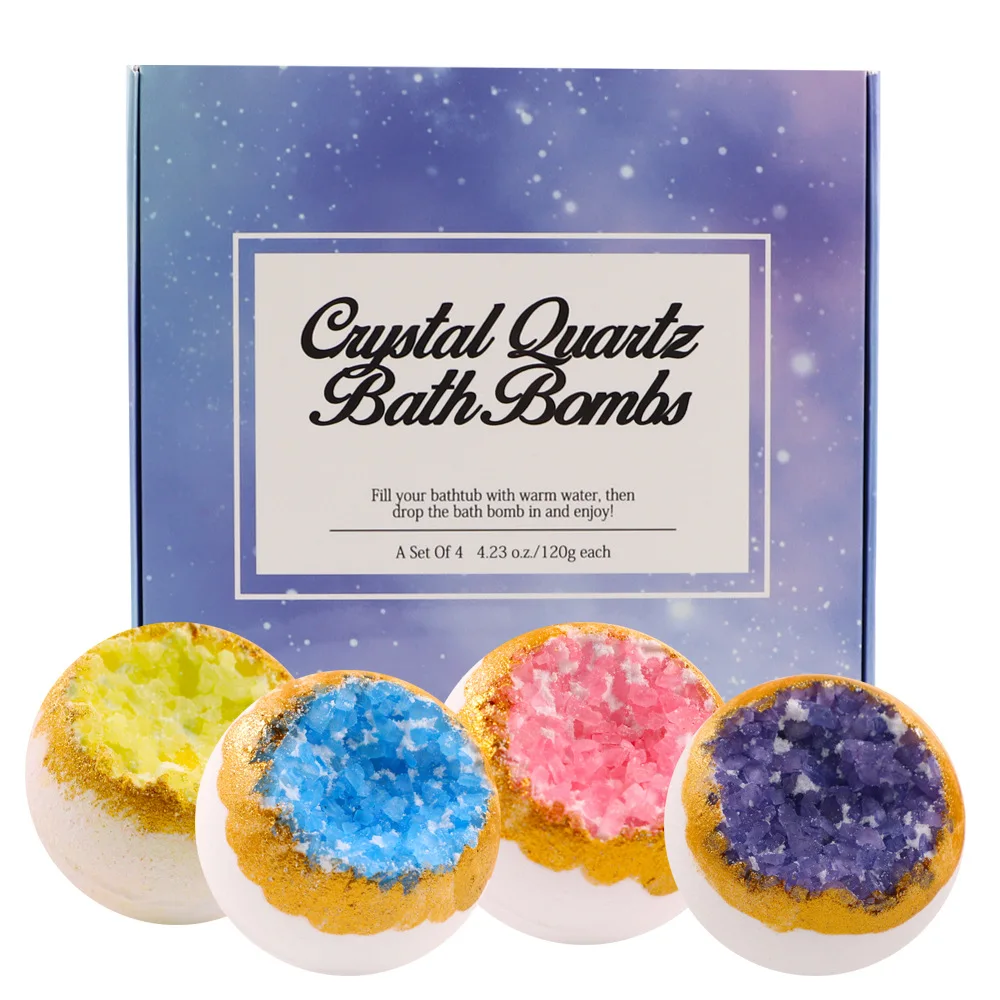 Hot Selling Gift Set Shower Ball Handmade Colorant Press Bubble Crystal Quait zFizzy Bath Bombs for Kids Shower Steamer