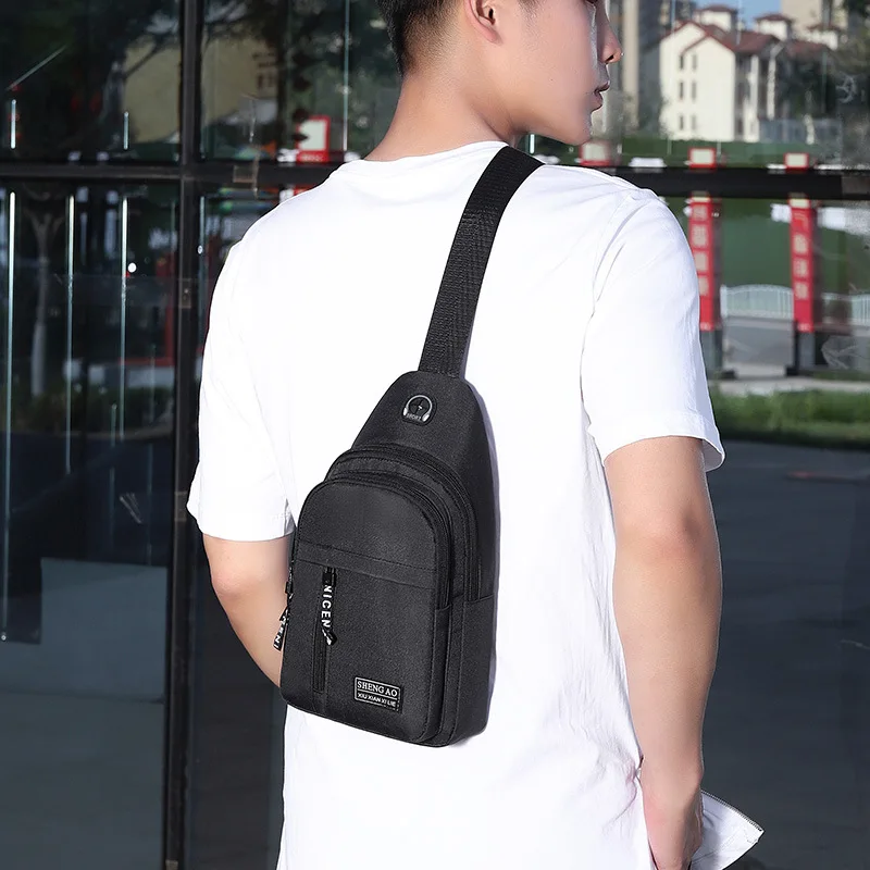 Sling crossbody chest bag men 2022 backpack custom messenger bags with usb connector