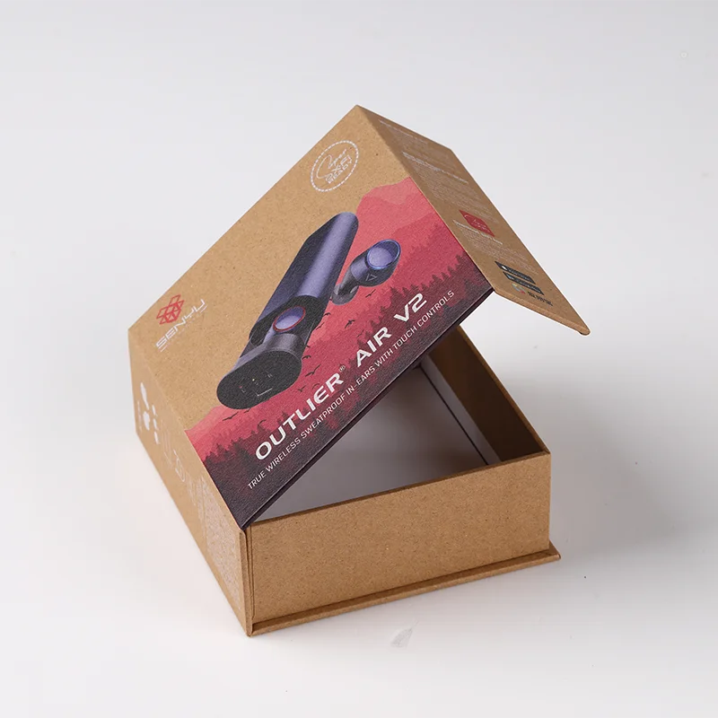 Custom Logo Recycle Materials Luxury Earphone Headphone Book Shape Gift Cardboard Packaging Box with Magnetic Closure Lids