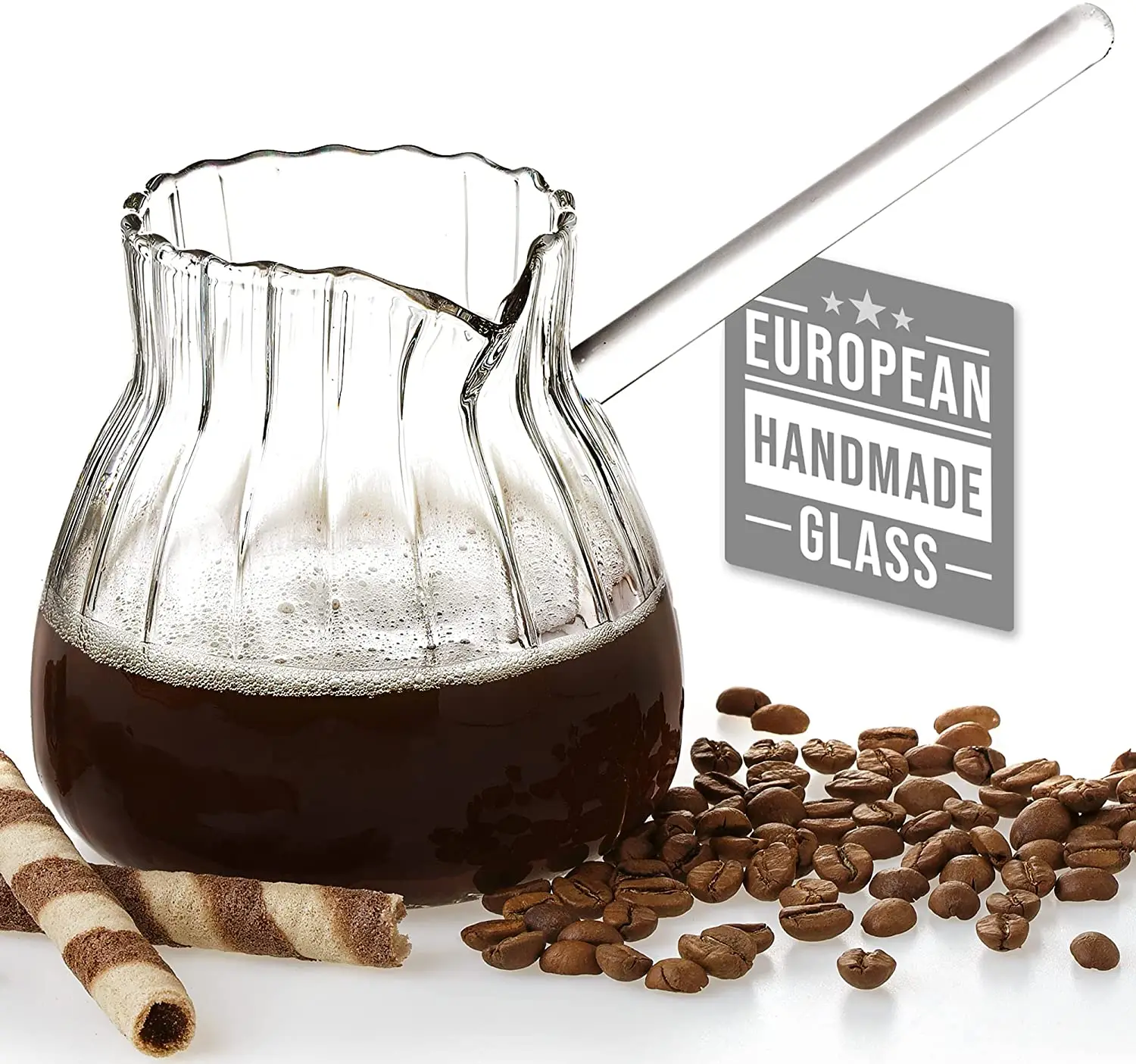 Curved Turkish coffee pot borosilicate glass stovepot heat resistant milk warmer