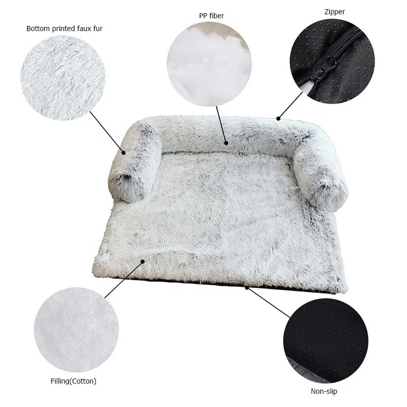 Faux Fur Large plush multifunction Pet Blanket Sofa Bed Luxury Washable Waterproof Removable Cover Dog Pet Sofa Bed with Zippers