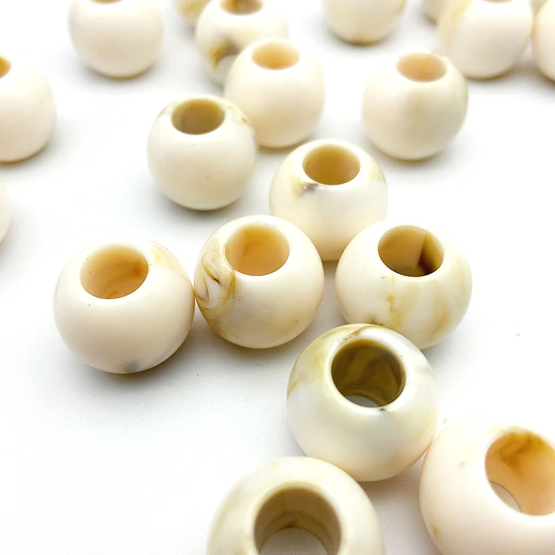 Wholesale Plastic Shell Color Beads Acrylic Big Large Hole Round Beads For Jewelry Making Diy Shoes Bags Clothes Decoration