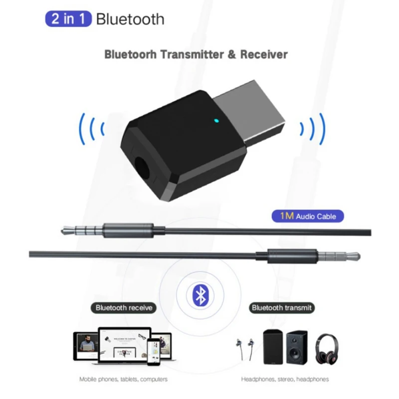  2 в 1 USB BT 5 0 передатчик приемник AUX аудио адаптер для
