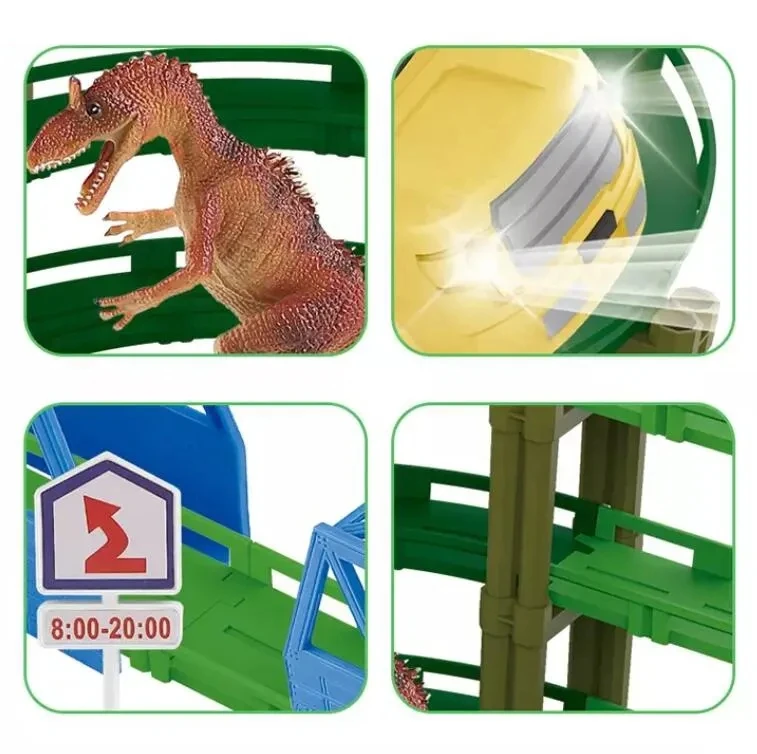 New Battery Operated Rail Race Car Slot Track Sets Toy Dinosaur Racing Track Car Adventure Toys