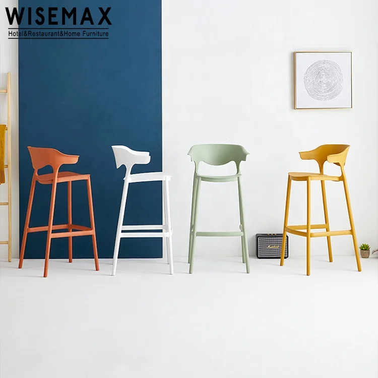 WISEMAX FURNITURE popular commercial bar furniture modern high bar stool plastic bar chair counter stool