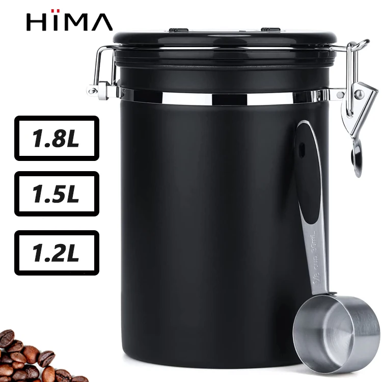Airtight Coffee Bean Storage Container Stainless Steel Kitchen Food Storage Container Coffee Container With Date Tracker