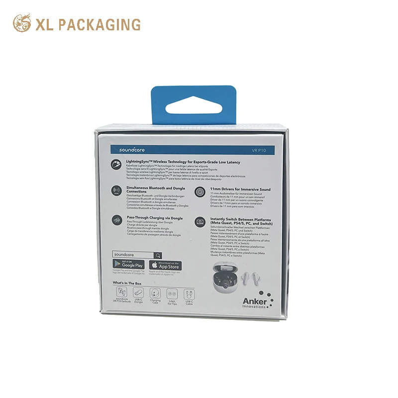 Custom Wireless Headphones Packaging Bluetooth Earphone Box Lid And Base Box For Music