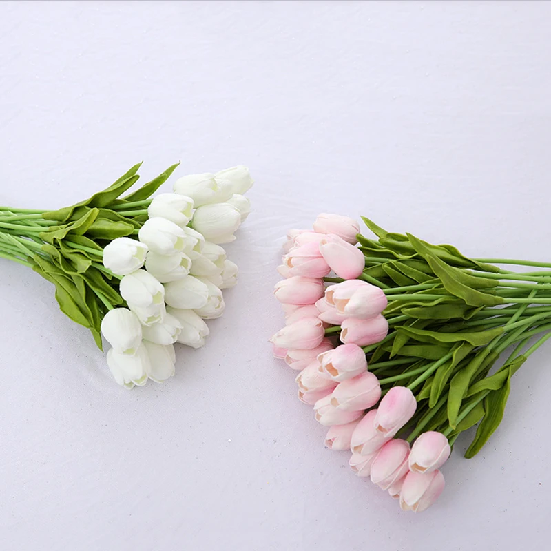 Factory directly PU Tulip Flower Real Touch Artificial Flowers Arrangement Bouquet Home Room Office Wedding Party Decor