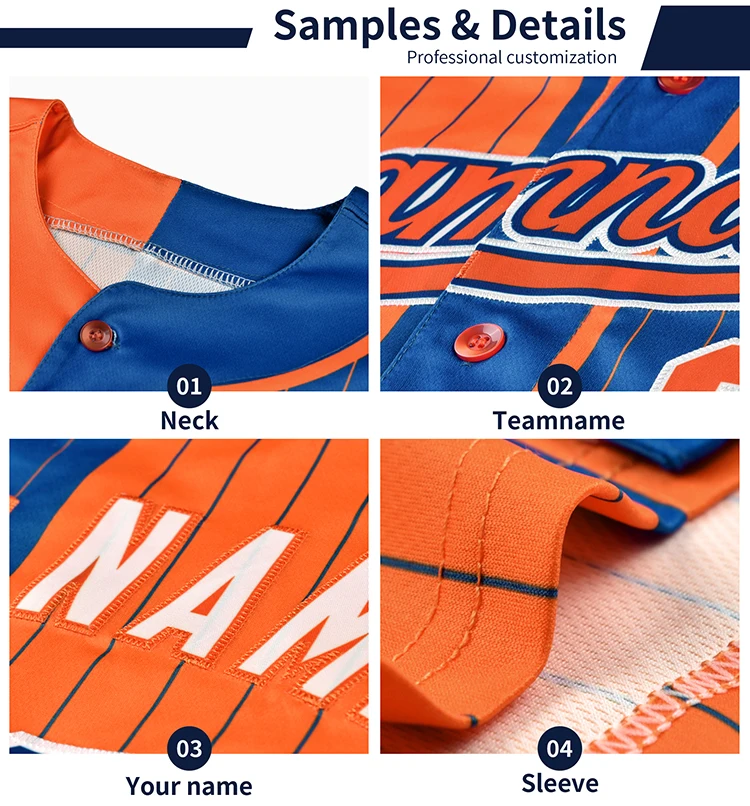 Custom Vintage Baseball Jersey Shirt with 3D Embroidery Striped Patchwork Design Unisex Plus Size for Men and Women