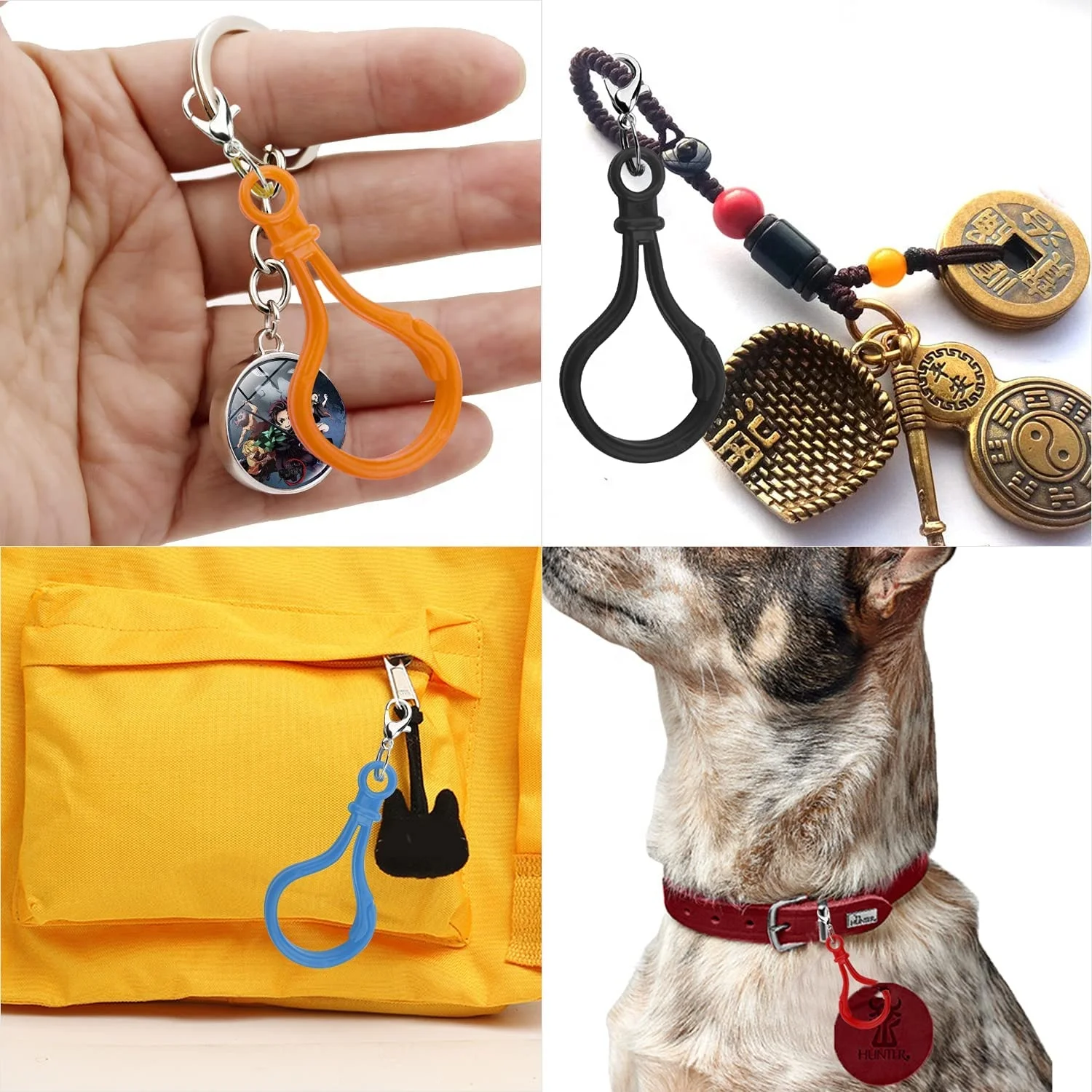 Wholesale Lobster Claw Plastic Snap Hook Keychain Small Rainbow Detachable Key Chain HK Style for Purse