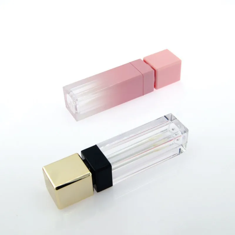 10ml Empty gradient Lip gloss tube with wand, 10ml square lip gloss container applicator