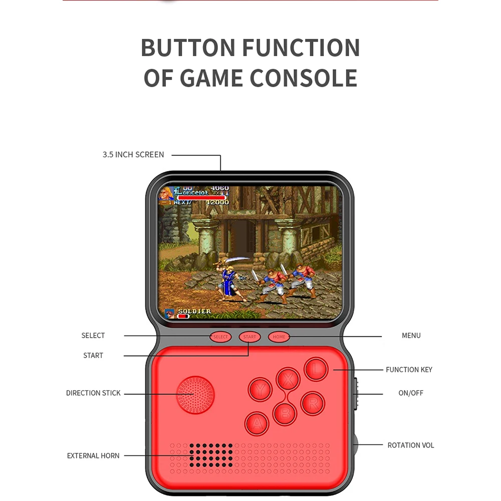 
Handheld Game console with screen, Retro Mini Game Console with direction stick, 900 Classical FC retro Games with extension 