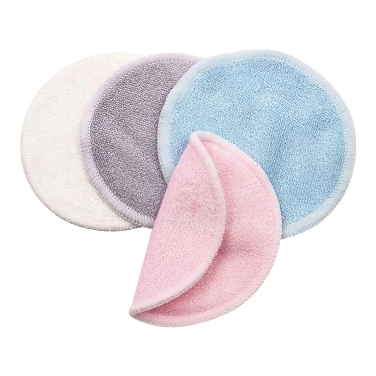 Round Bamboo Fiber Charcoal Velvet Hemp Microfiber Reusable Makeup Remover Washable Cotton Pads Facial Cleaning Pad