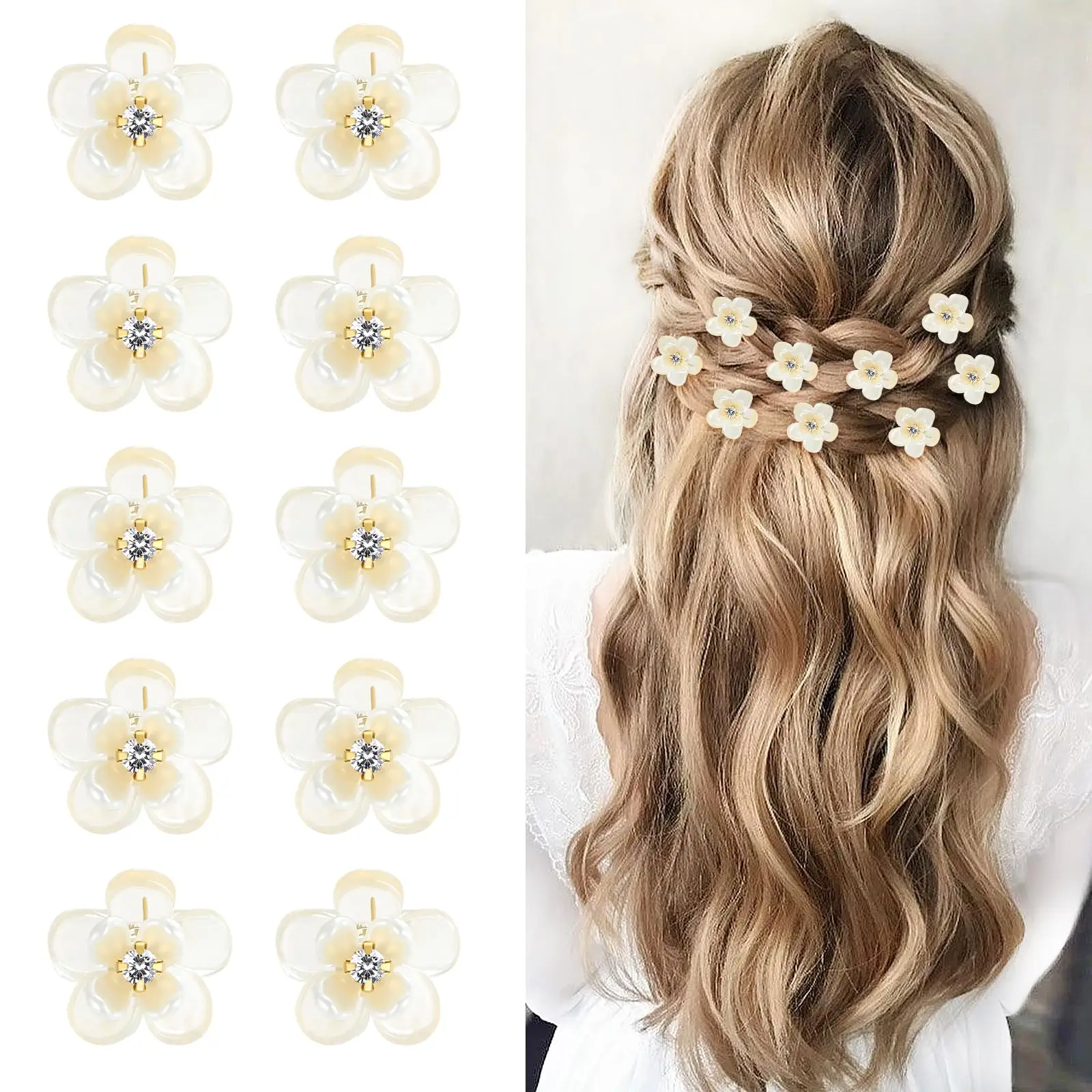 Small Hair Claw Clips with Crystal Cute Metal Hair Pin Sparkling Barrettes for Sweet Girls