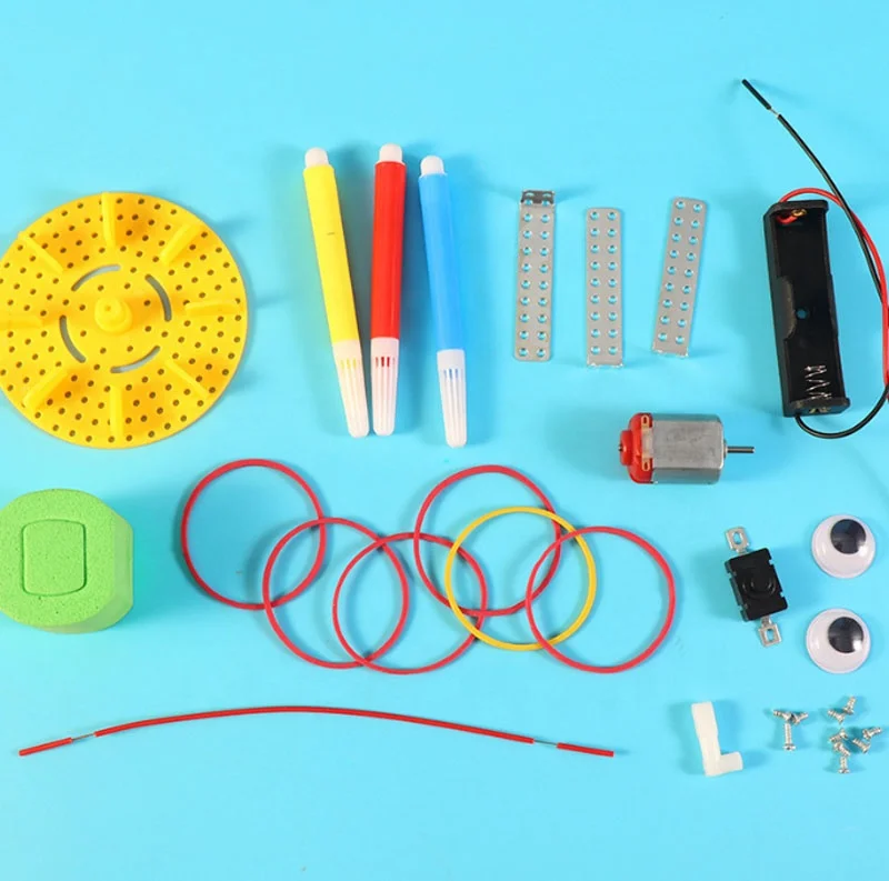 Electric Doodle Robot Model Kits Toy Safety Plastic Handmade Assembly Science Experiment Toys for Children DIY Art Drawing Model