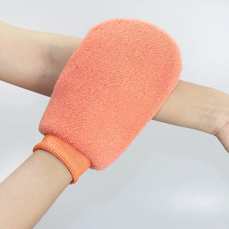 High Quality Customized Soft Cute Scrub Glof Silk Exfoliating Wash Coral Fleece Terry Cloth Glof Fleece Body Bath Mitt