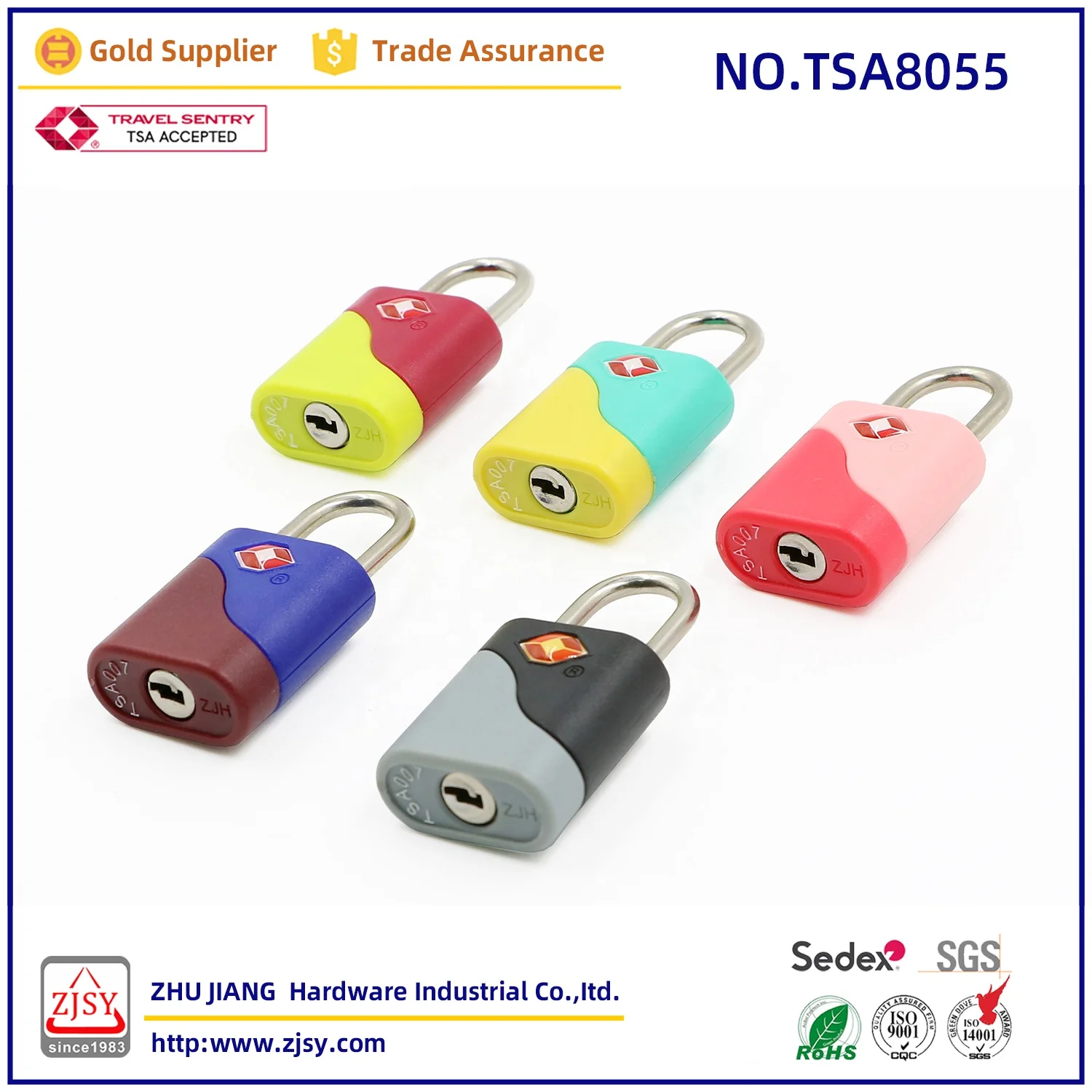 Tsa8055 patent approved high quality customs lock security travel backpack lock key padlock