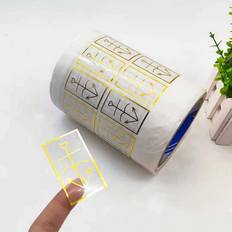 Custom Transparent Round Hot Stamping Printed Clear Gold Foil Logo Sticker Transparent Label