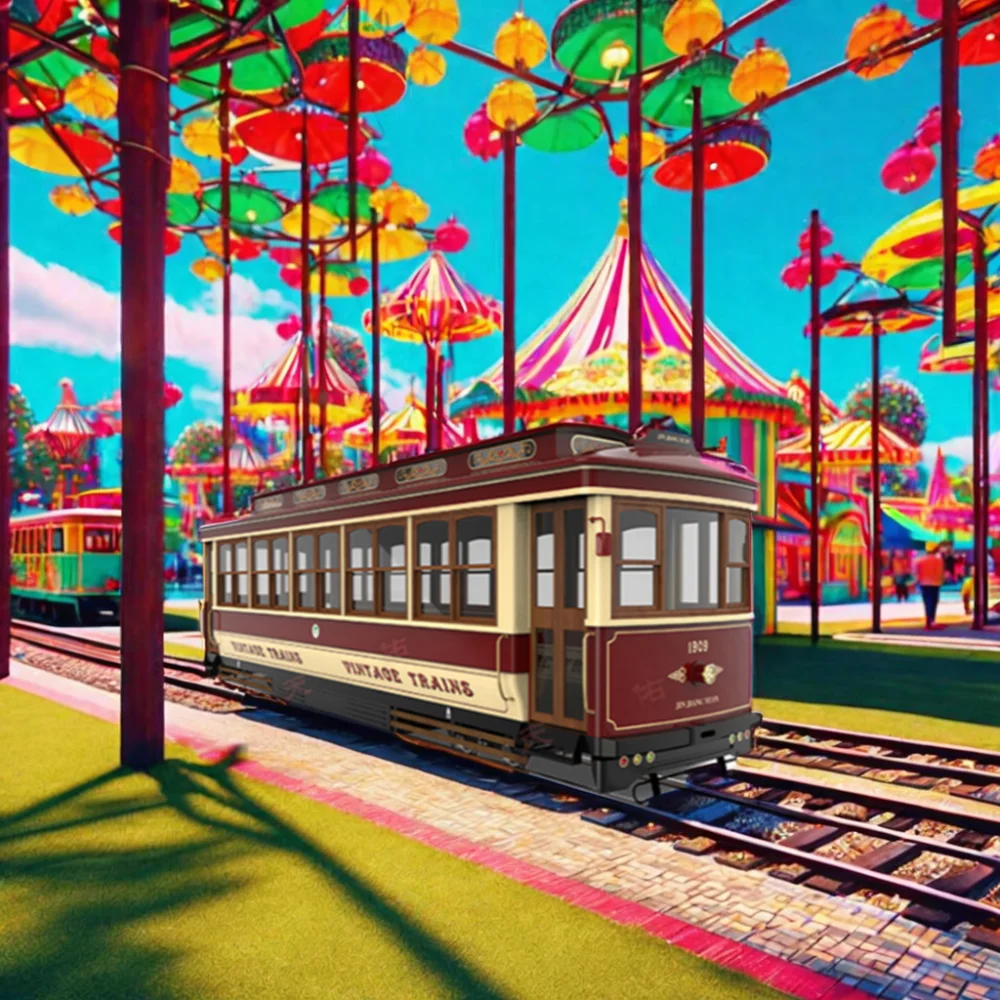 Electric Trackless Train for Children Metal and Fiberglass Amusement Park Toy Outdoor Use