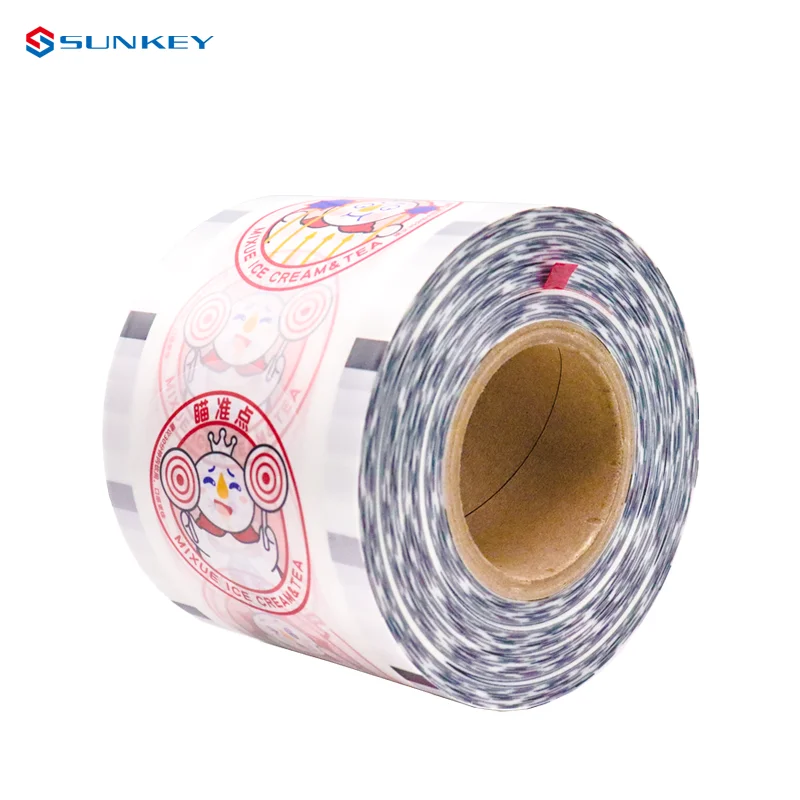 Printed heat seal plastic roll paper custom cup sealing film for jam cups