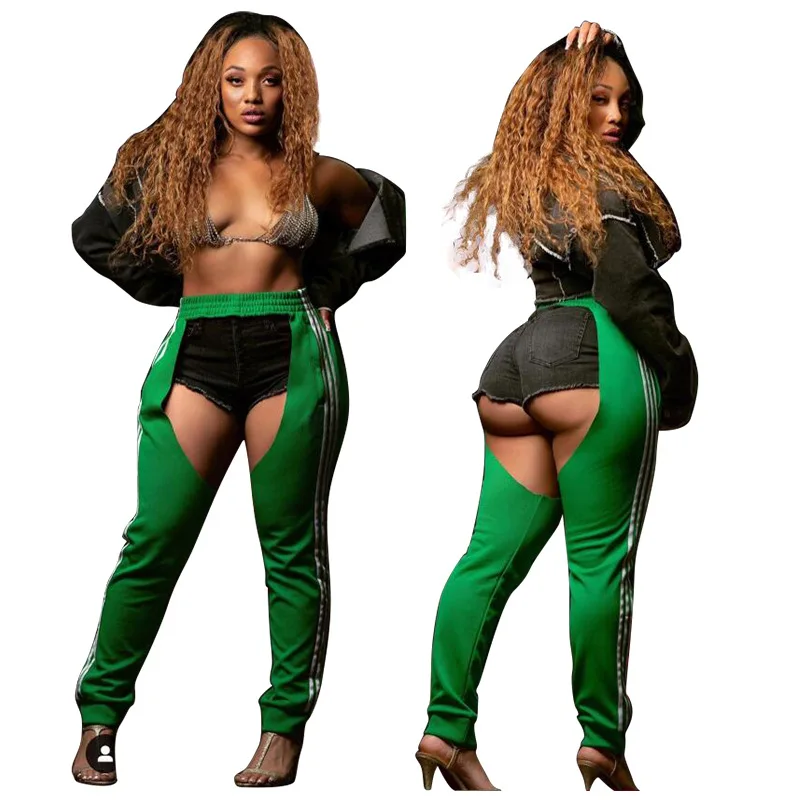 
Hot Sale Women Club Wear See Through Butt Sexy Pant Party Trousers Females Hollow Out Women Club Pants 