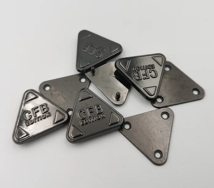 brand triangle logo patch metal leather shoes Hat Badge popular decoration accessories jeans accessories