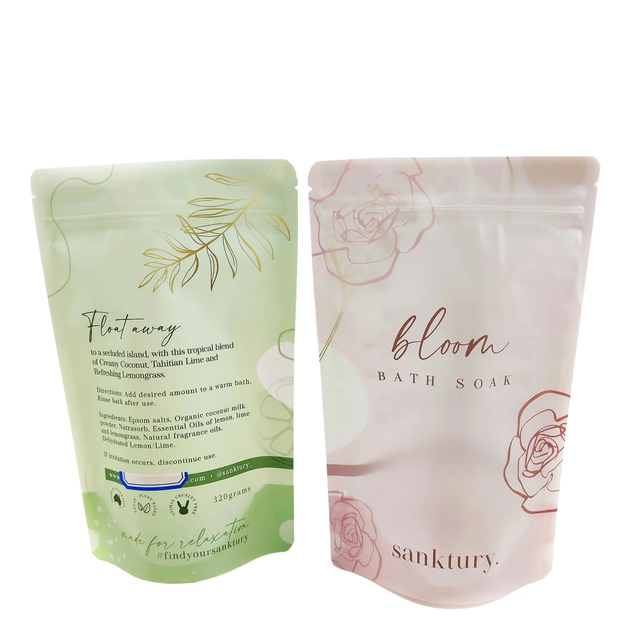 Пакет из скраба и соли для спа-ванны пакет с устойчивой молнией пластиковый мыла морской пакеты упаковки продуктов ванны