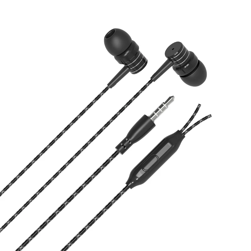 Promotional 3.5mm stereo wired in-ear metal earphone 10mm speaker sports earbud with Microphone for Iphone/Samsung/Huawei