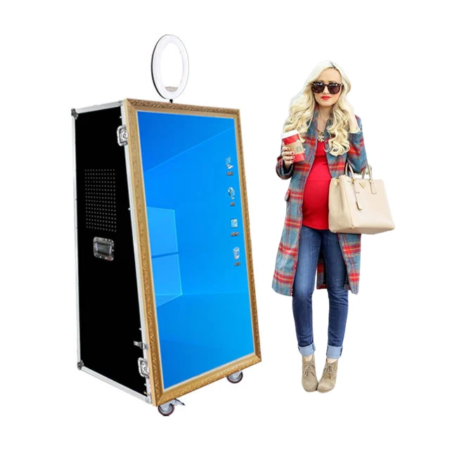Automatic Print Instant Portable Self-servic Digital Wedding Photo Booth With Printer And Camera Magic Mirror Photobooth